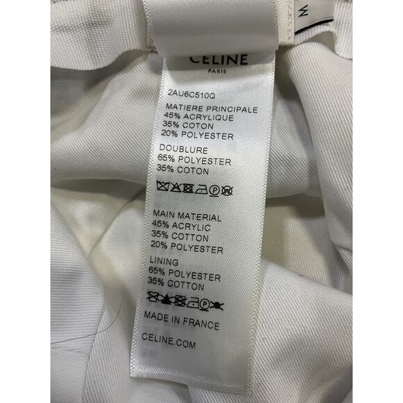 Celine Terry White Terry Cloth Bucket Hat With All-Over Triomphe Motif Size M - Picture 5 of 5